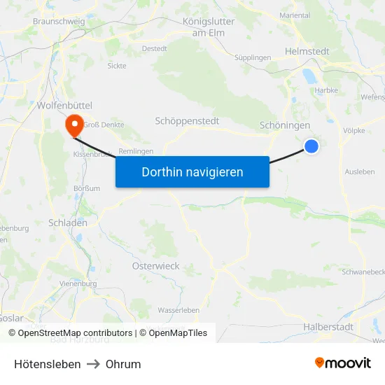 Hötensleben to Ohrum map