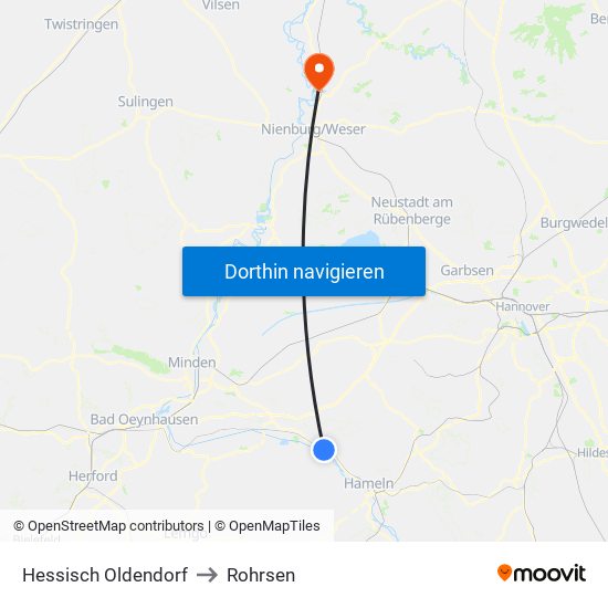 Hessisch Oldendorf to Rohrsen map