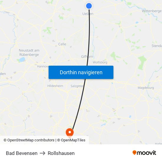 Bad Bevensen to Rollshausen map