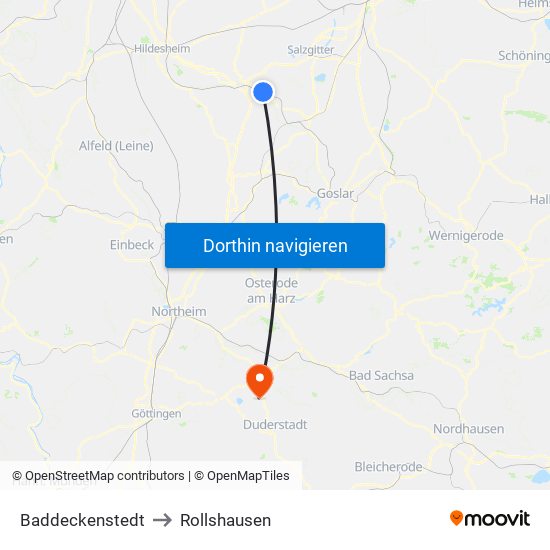 Baddeckenstedt to Rollshausen map