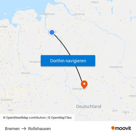 Bremen to Rollshausen map