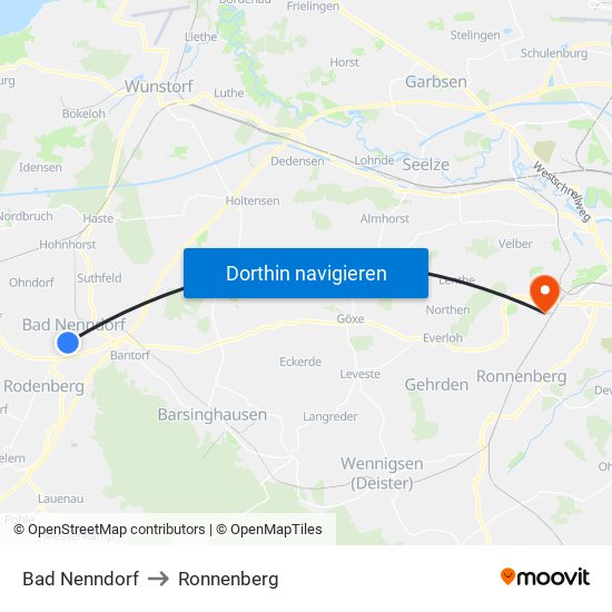 Bad Nenndorf to Ronnenberg map