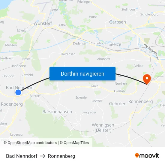 Bad Nenndorf to Ronnenberg map