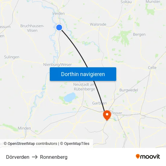 Dörverden to Ronnenberg map