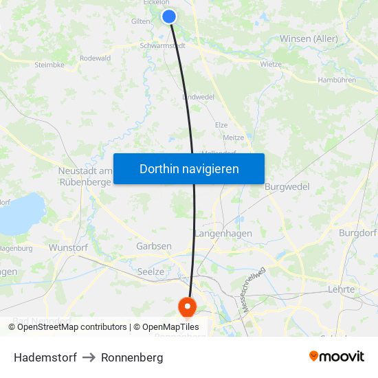Hademstorf to Ronnenberg map