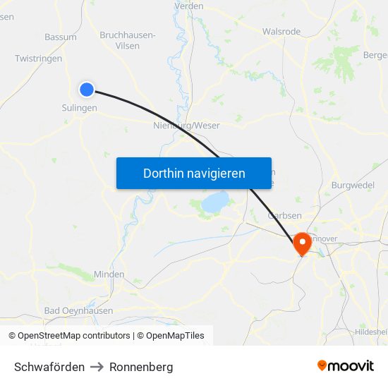 Schwaförden to Ronnenberg map
