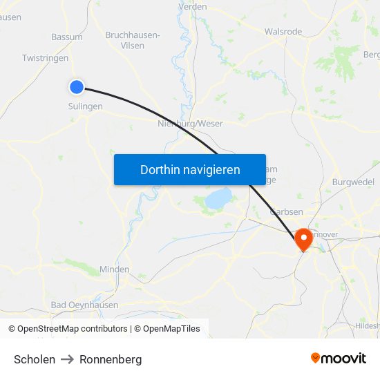Scholen to Ronnenberg map