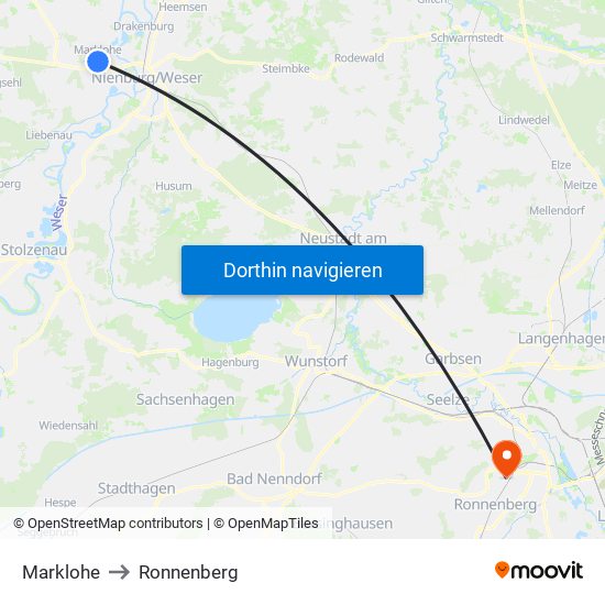 Marklohe to Ronnenberg map