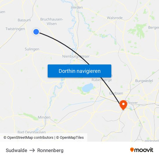 Sudwalde to Ronnenberg map