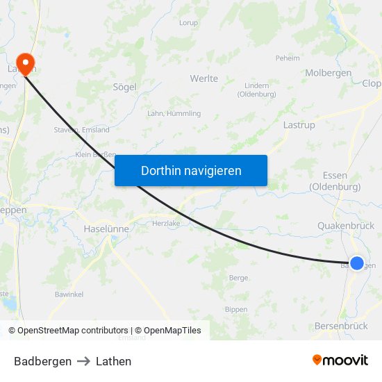 Badbergen to Lathen map