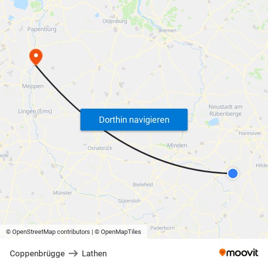 Coppenbrügge to Lathen map