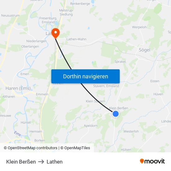 Klein Berßen to Lathen map