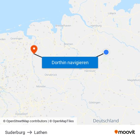 Suderburg to Lathen map