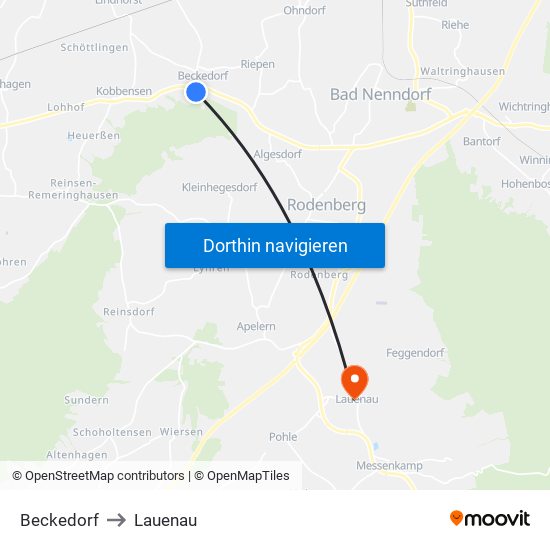 Beckedorf to Lauenau map