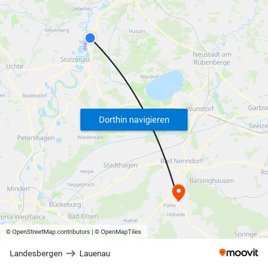 Landesbergen to Lauenau map