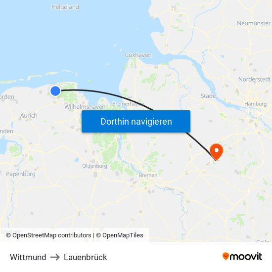 Wittmund to Lauenbrück map