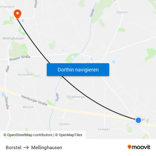 Borstel to Mellinghausen map