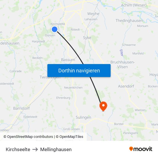 Kirchseelte to Mellinghausen map