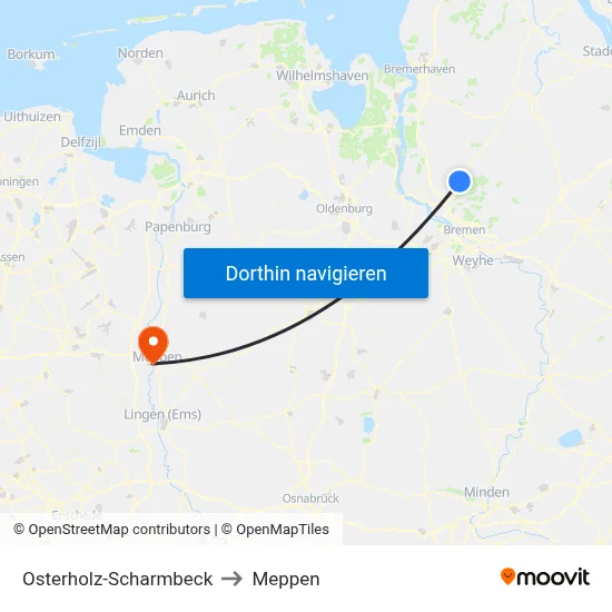 Osterholz-Scharmbeck to Meppen map