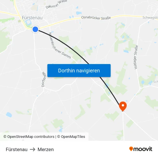Fürstenau to Merzen map