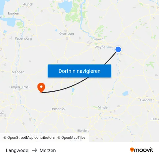 Langwedel to Merzen map