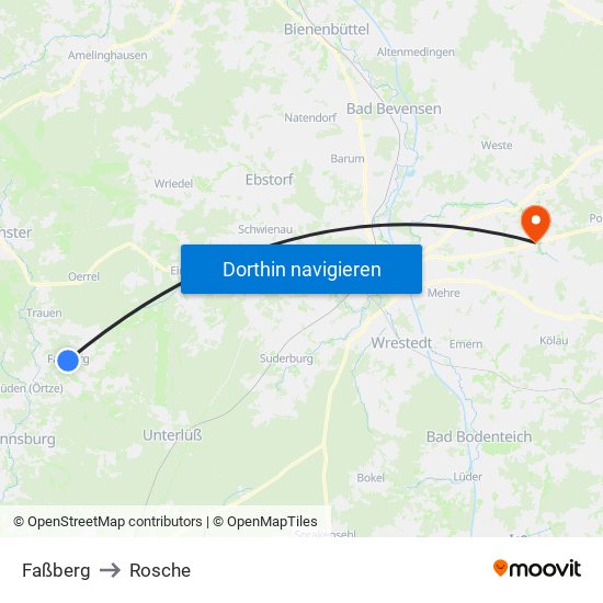 Faßberg to Rosche map
