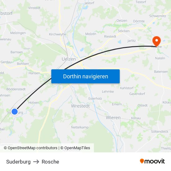 Suderburg to Rosche map