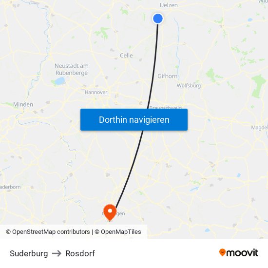 Suderburg to Rosdorf map