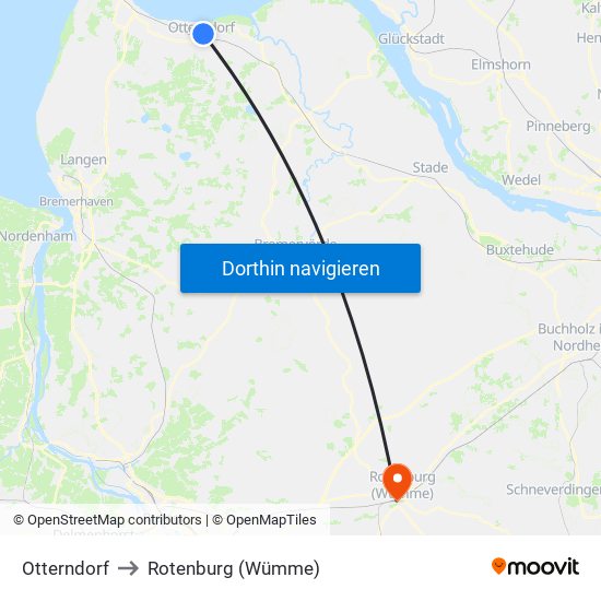 Otterndorf to Rotenburg (Wümme) map