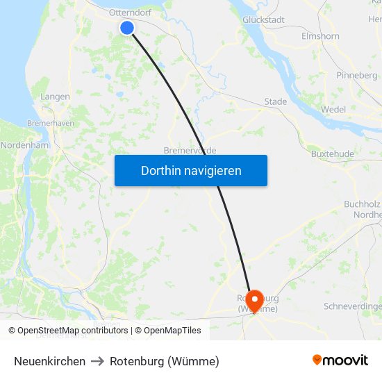 Neuenkirchen to Rotenburg (Wümme) map