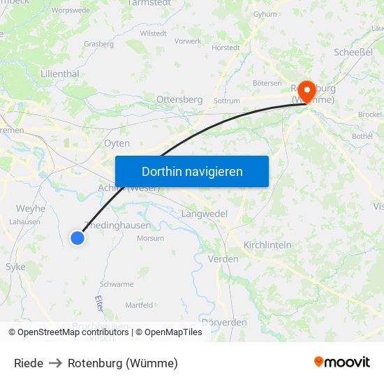 Riede to Rotenburg (Wümme) map