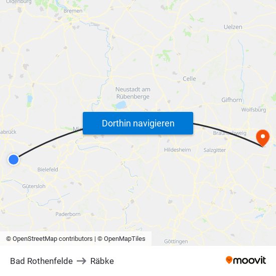Bad Rothenfelde to Räbke map