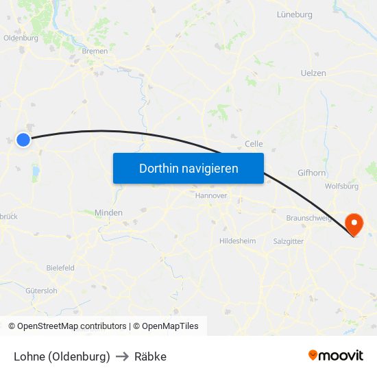 Lohne (Oldenburg) to Räbke map
