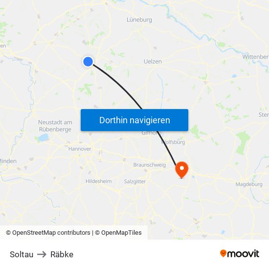 Soltau to Räbke map