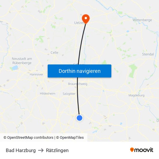 Bad Harzburg to Rätzlingen map