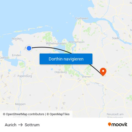 Aurich to Sottrum map