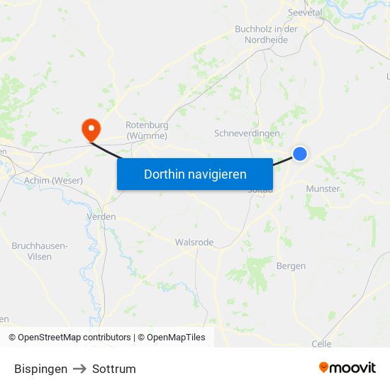 Bispingen to Sottrum map