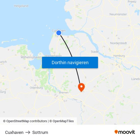 Cuxhaven to Sottrum map