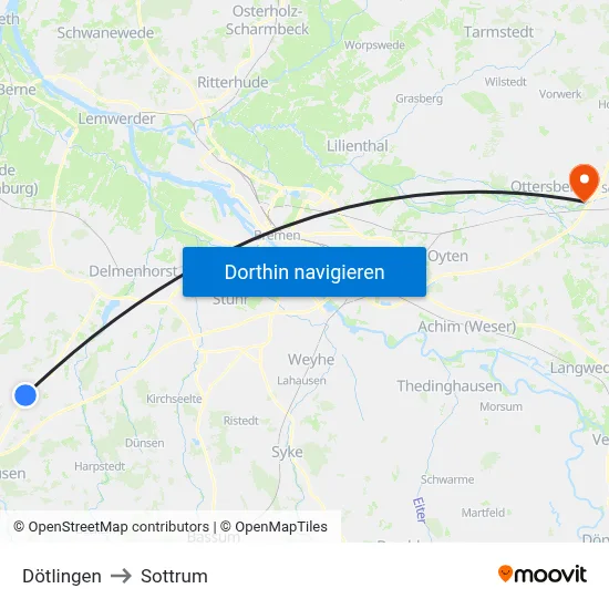 Dötlingen to Sottrum map