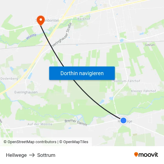 Hellwege to Sottrum map