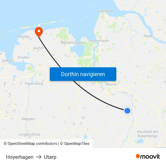 Hoyerhagen to Utarp map