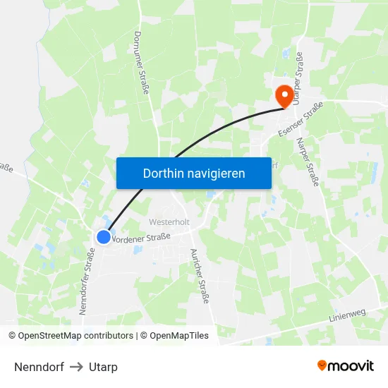 Nenndorf to Utarp map