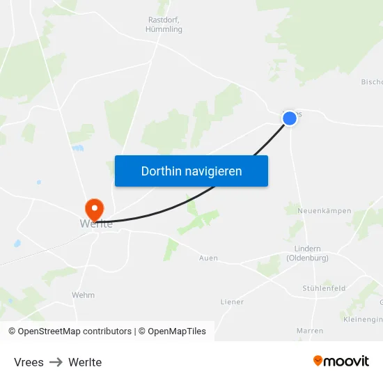 Vrees to Werlte map
