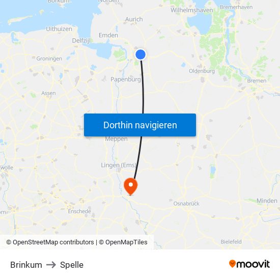 Brinkum to Spelle map