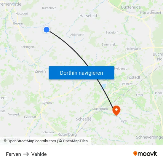Farven to Vahlde map