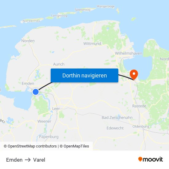 Emden to Varel map