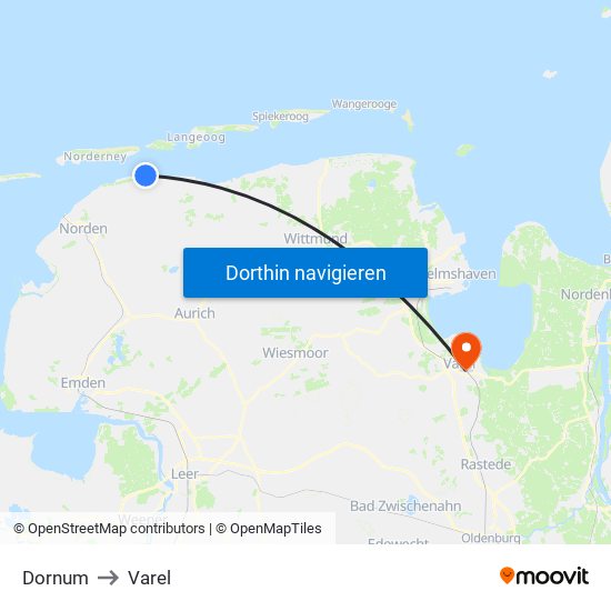 Dornum to Varel map