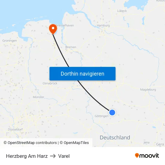 Herzberg Am Harz to Varel map