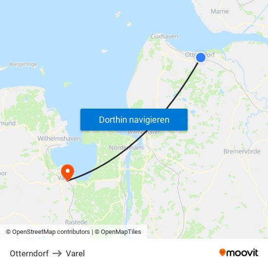 Otterndorf to Varel map