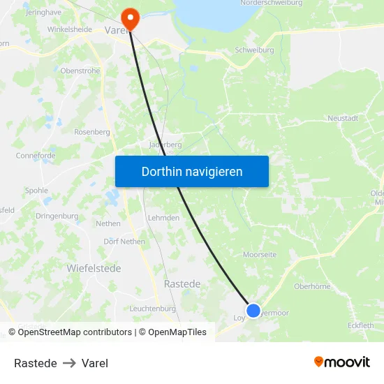 Rastede to Varel map